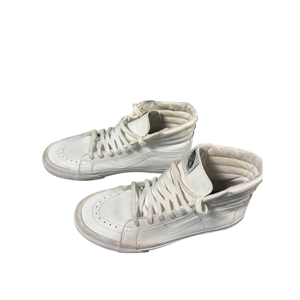 Vans Sk8 Hi‎ Top White Leather Sneakers Shoes Womens 9 Mens 7.5 EU 40.5